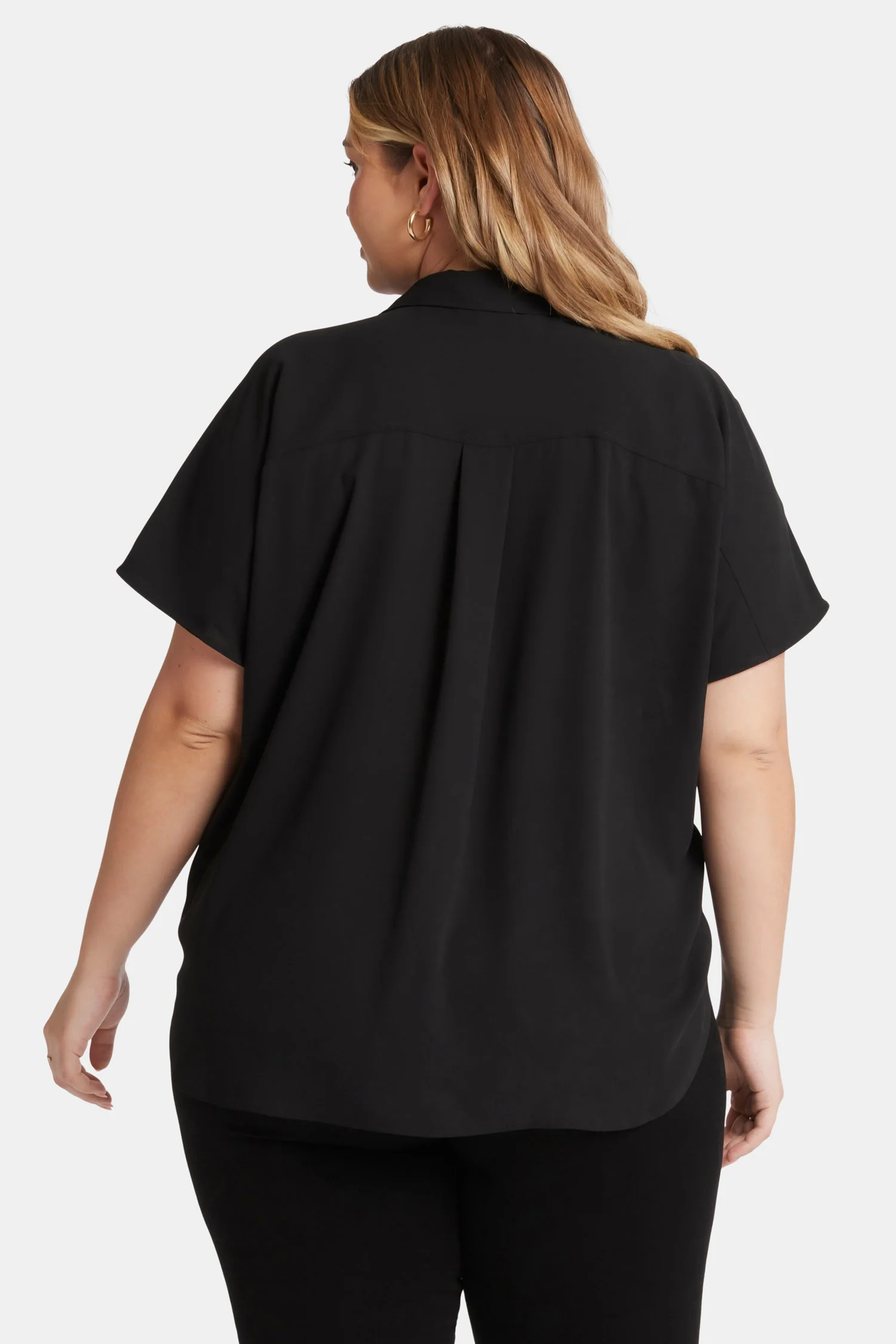 Becky Short Sleeved Blouse In Plus Size - Black
