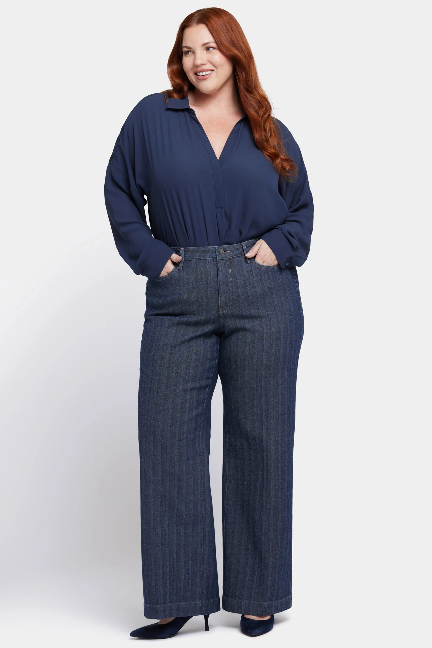Teresa Wide Leg Jeans In Plus SizeÂ  - Twilight Stripe