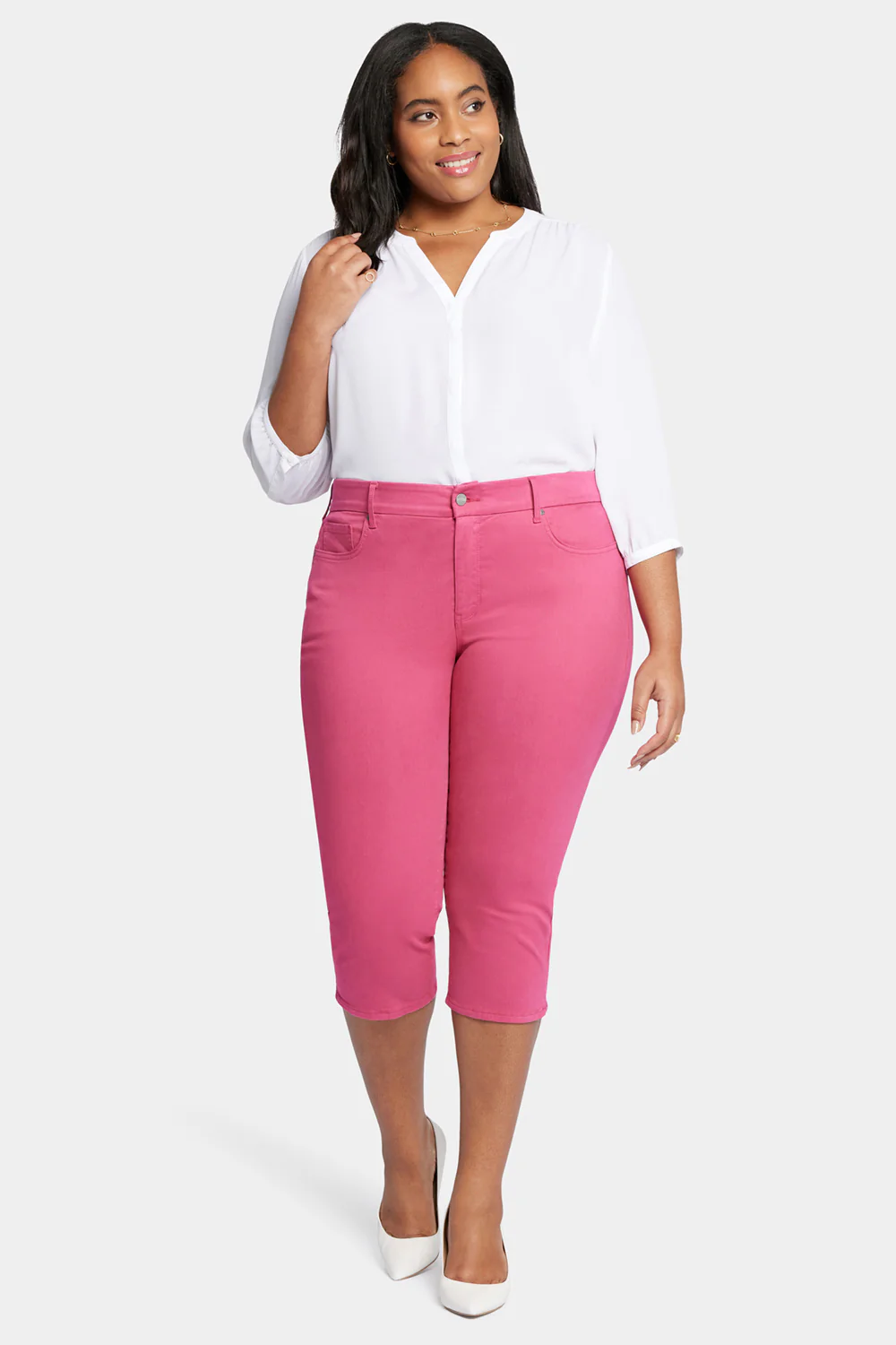 Waist-Matchâ¢ Slim Straight Crop Jeans In Plus Size - Raspberry Pink