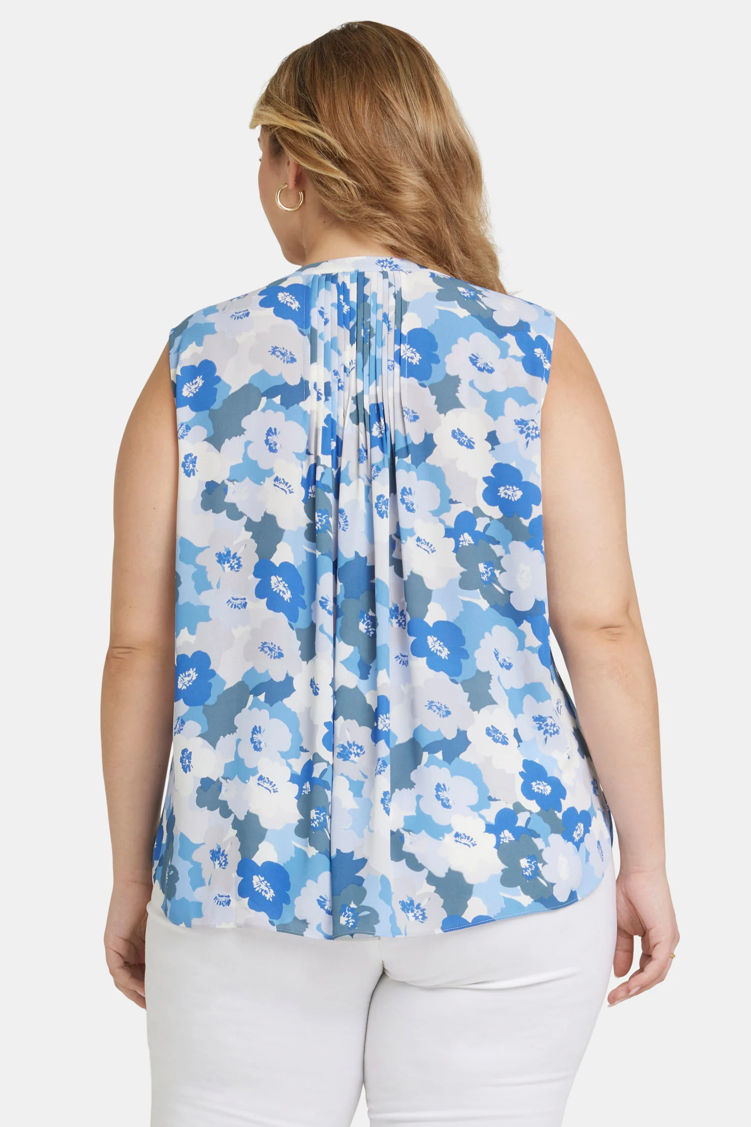 Sleeveless Pintuck Blouse In Plus Size - Elena
