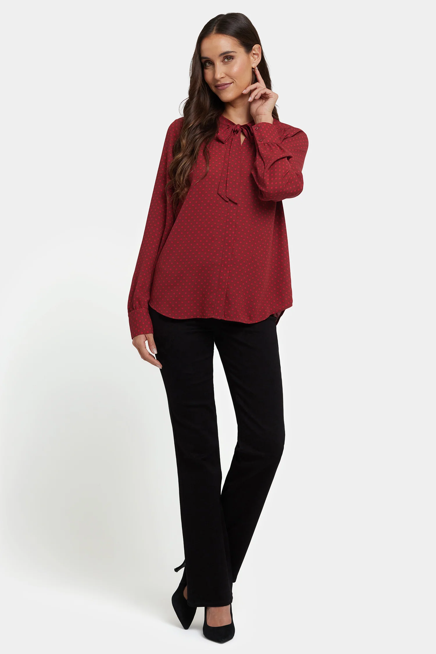 1185-tie-neck-blouse-claret-dots-1.webp