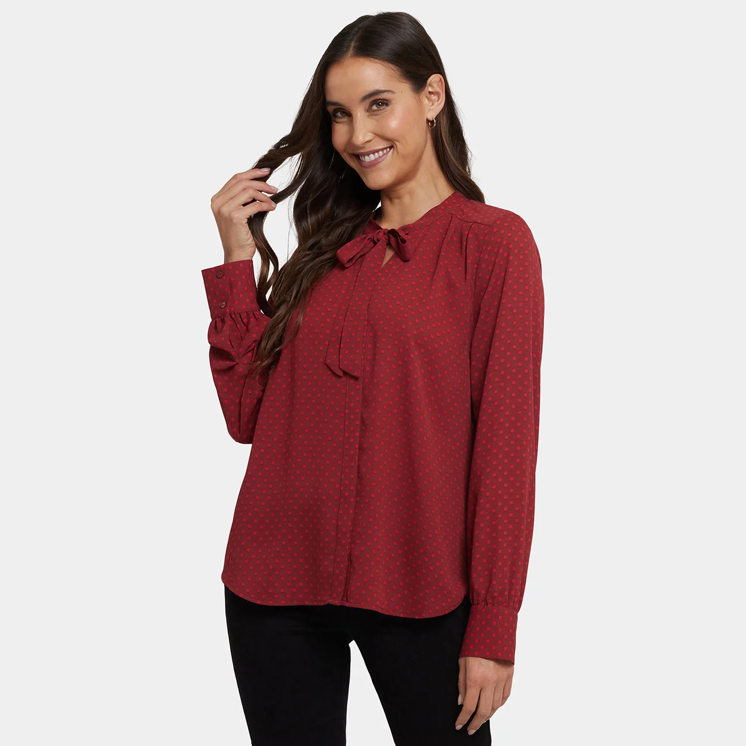 1185-tie-neck-blouse-claret-dots-1.webp