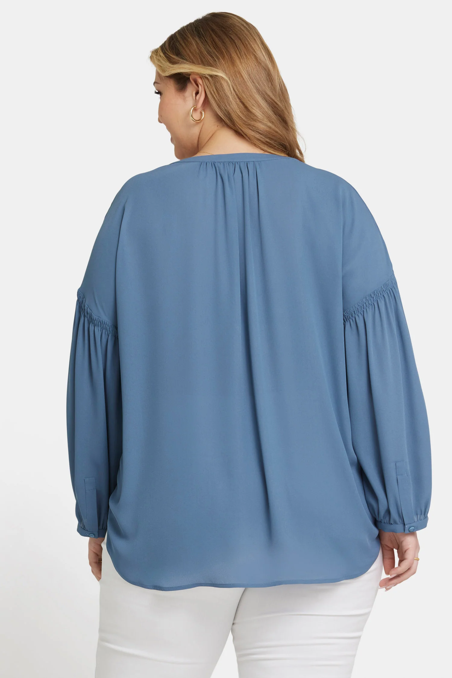 Paulina Peasant Blouse In Plus Size - Blue Stone