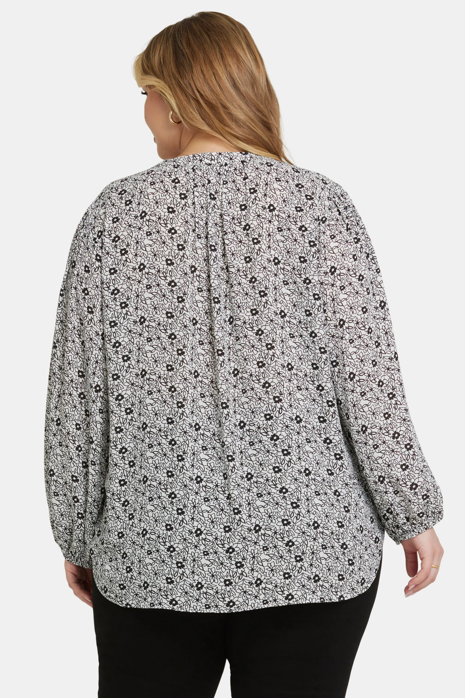 Puff Sleeve Popover Top In Plus Size - Adriana