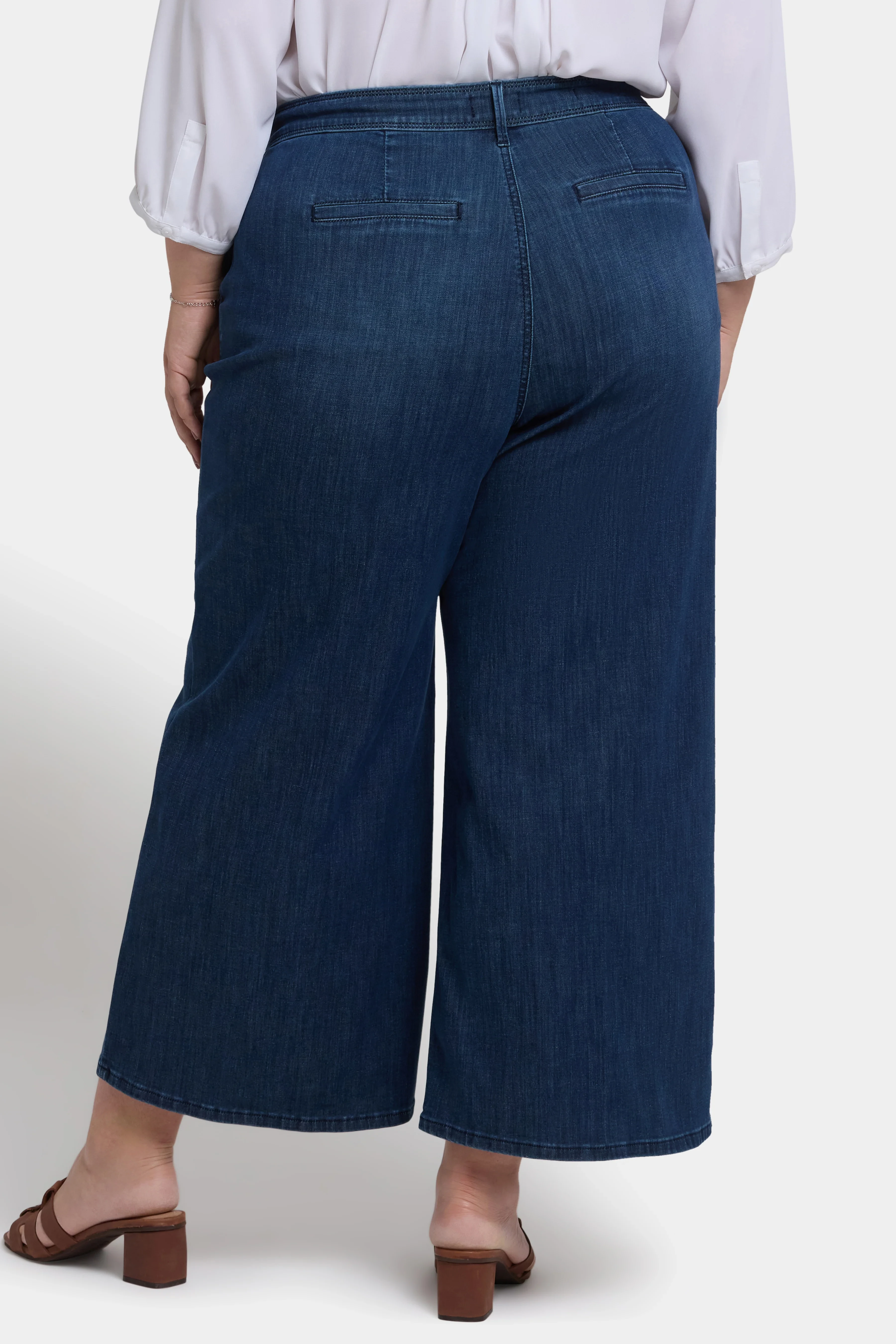 Mona Wide Leg Trouser Ankle Jeans In Plus Size - Ibiza Blues