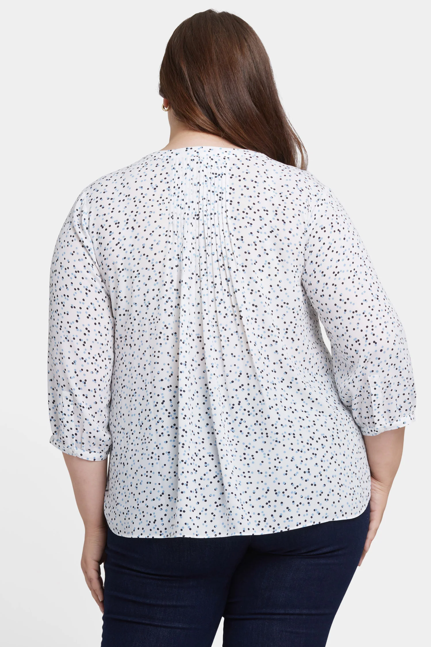 Pintuck Blouse In Plus Size - Sprinkle Dots