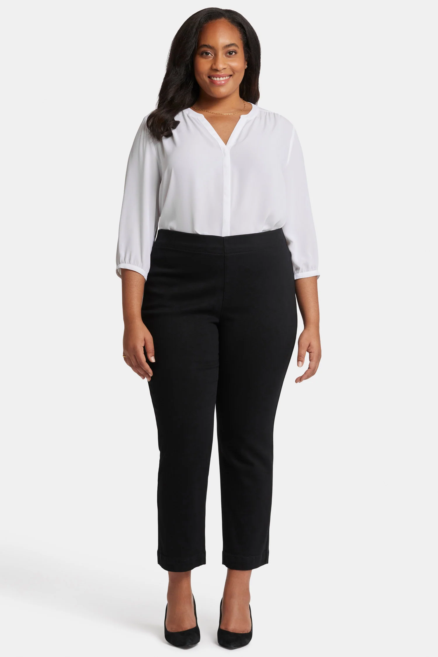 Bailey Relaxed Straight Ankle Pull-On Jeans In Plus Size - Overdye Black