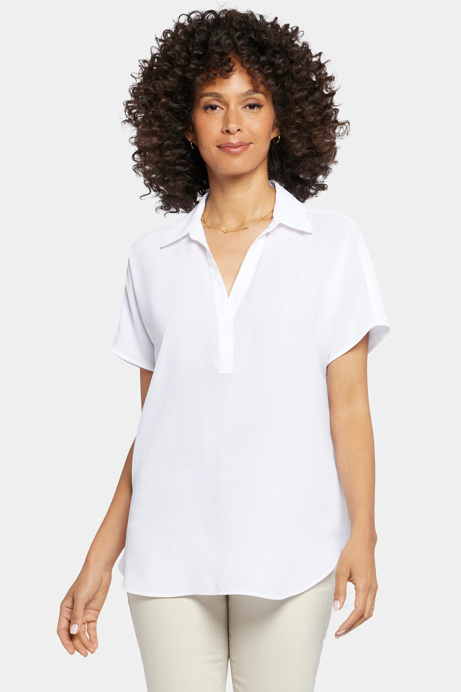 Becky Short Sleeved Blouse In Petite - Optic White