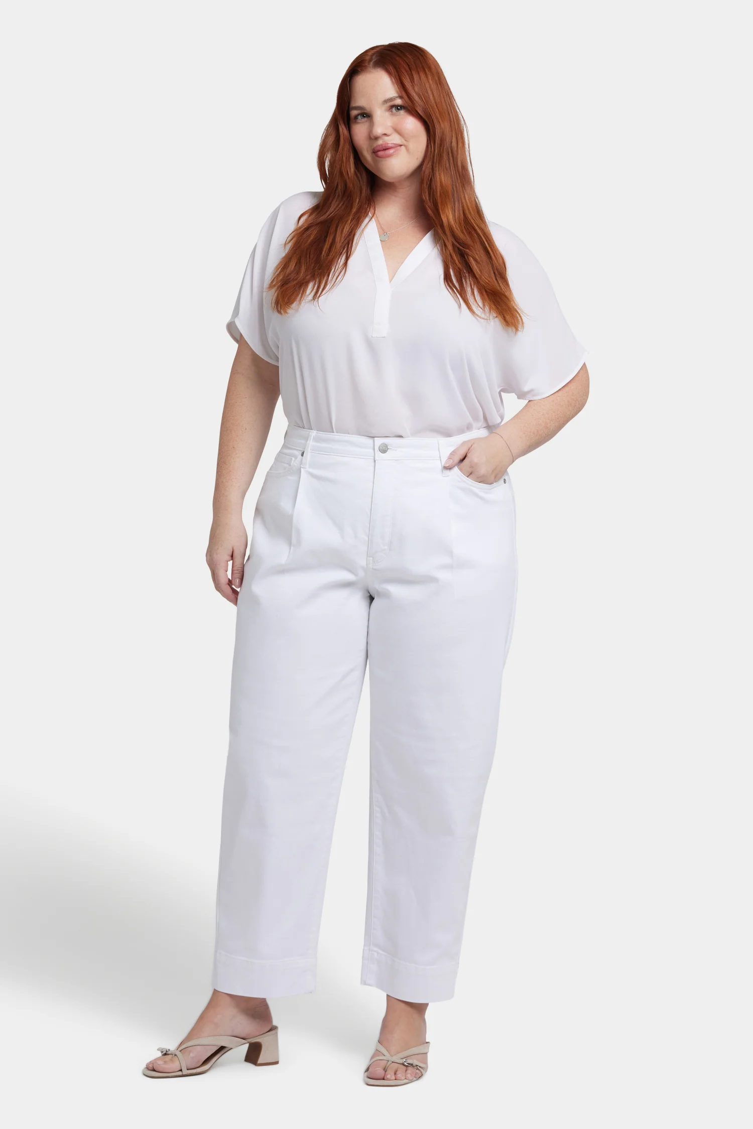 Balloon Ankle Jeans In Plus Size - Optic White