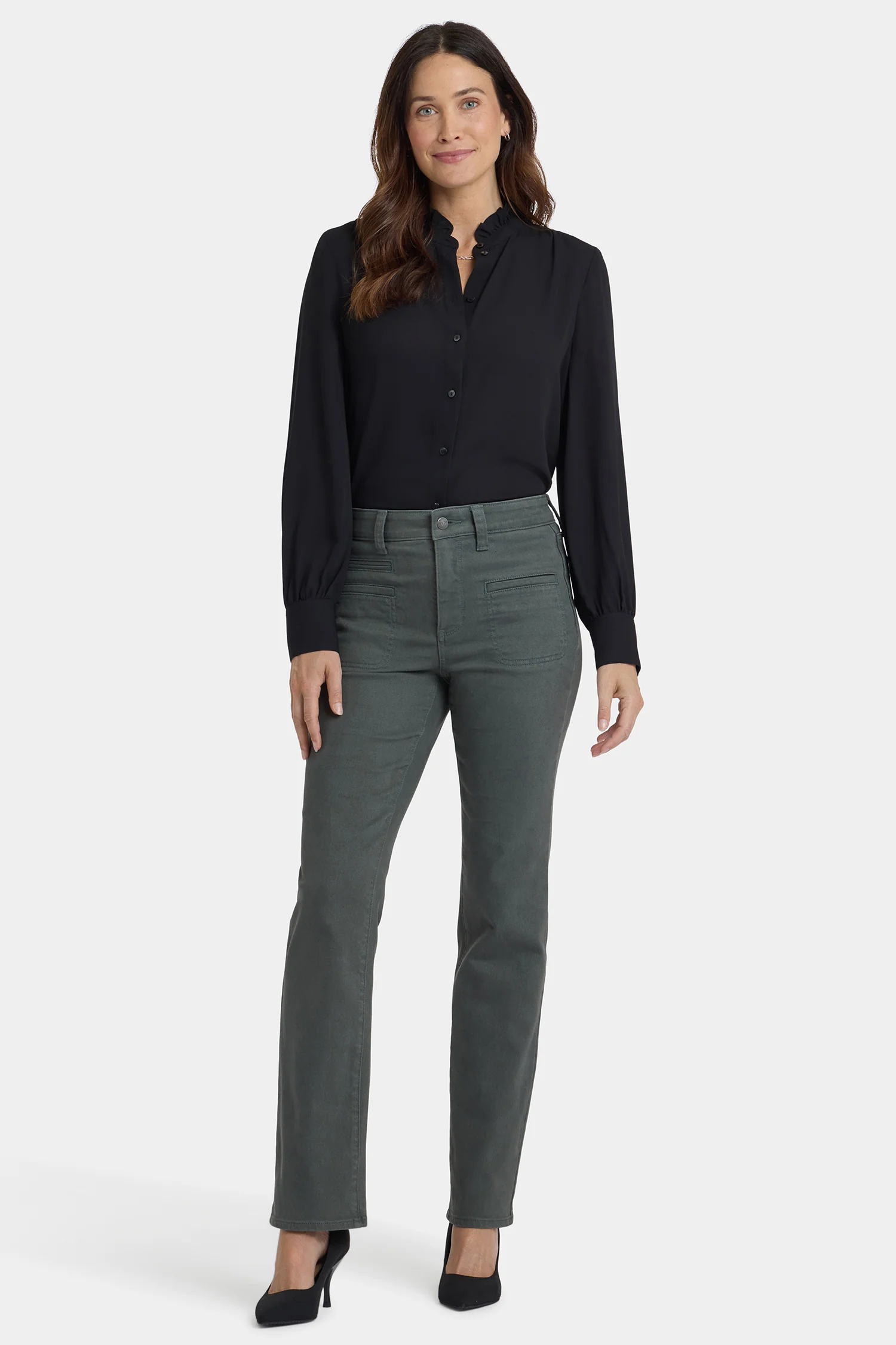 Marilyn Straight Jeans In Petite - True Olive