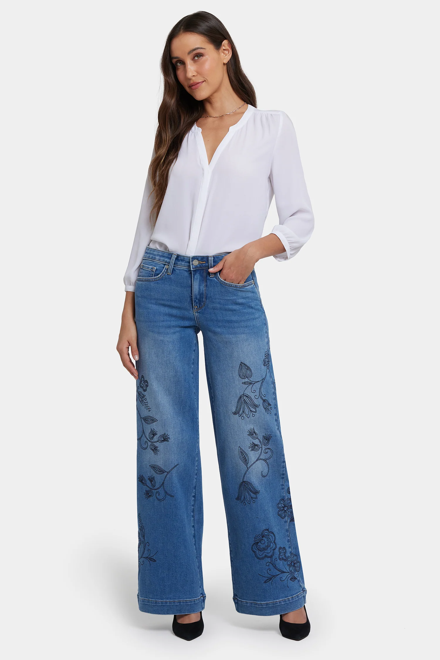 Teresa Wide Leg Jeans In Petite - Water Canyon
