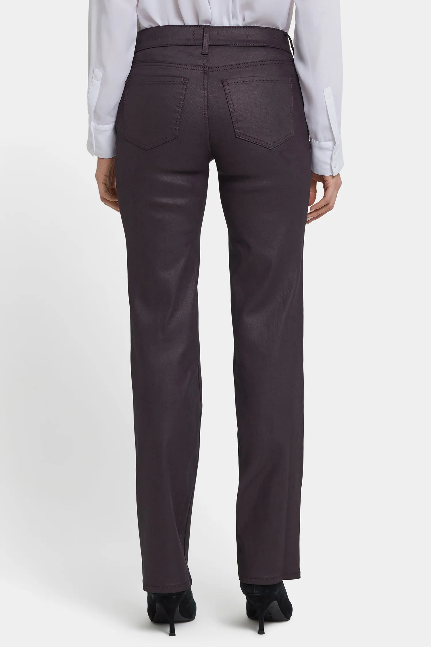 Coated Marilyn Straight Jeans In Petite - Fig Coated
