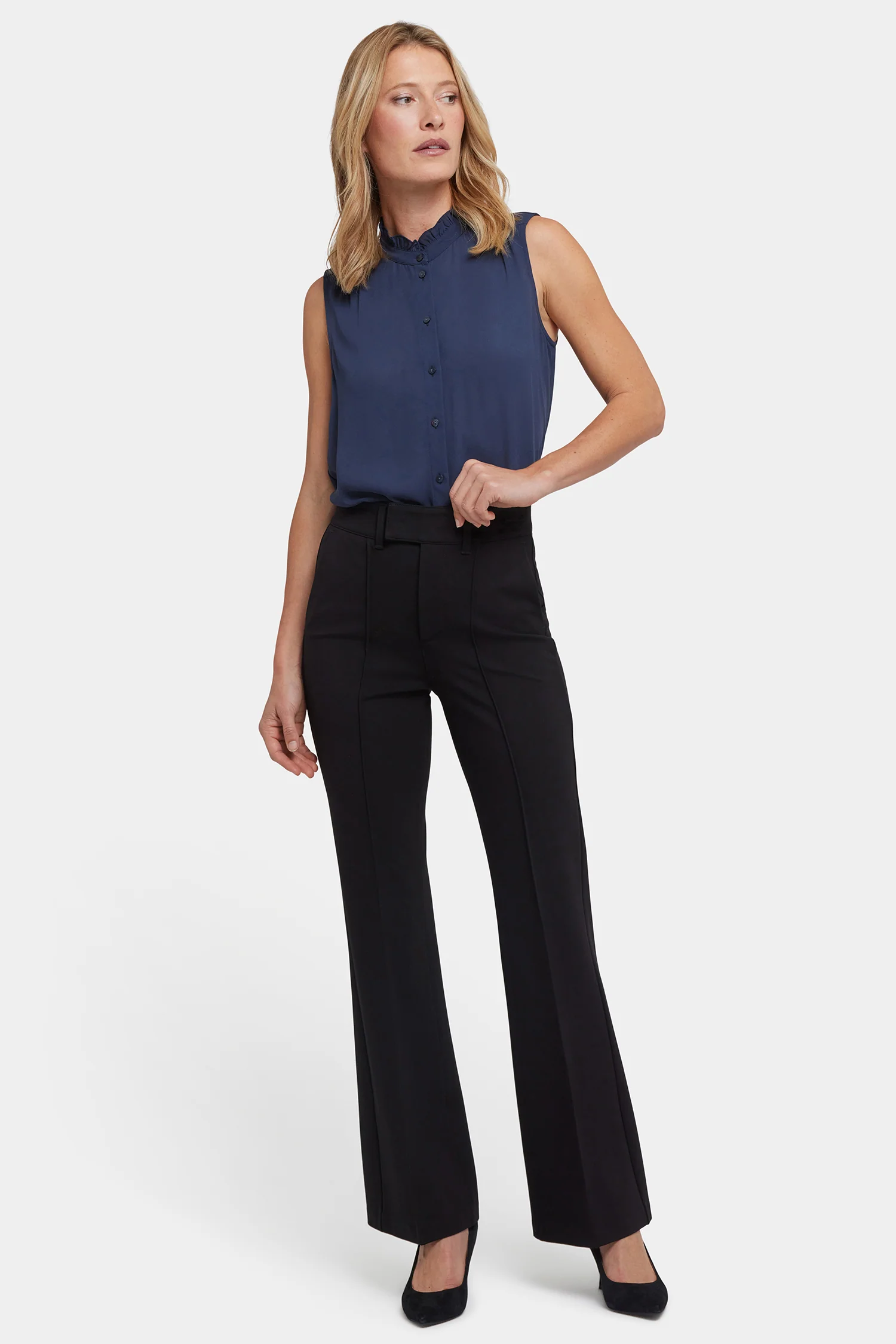 High Rise Bootcut Trouser Pants - Black