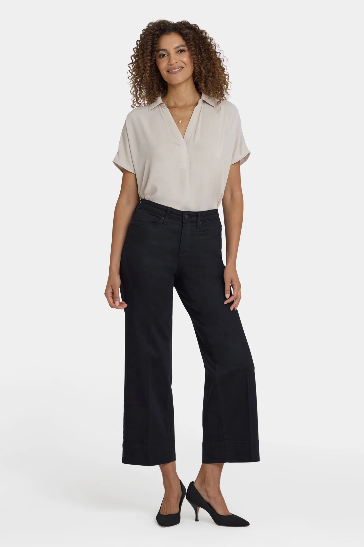 Teresa Wide Leg Ankle Jeans - Black