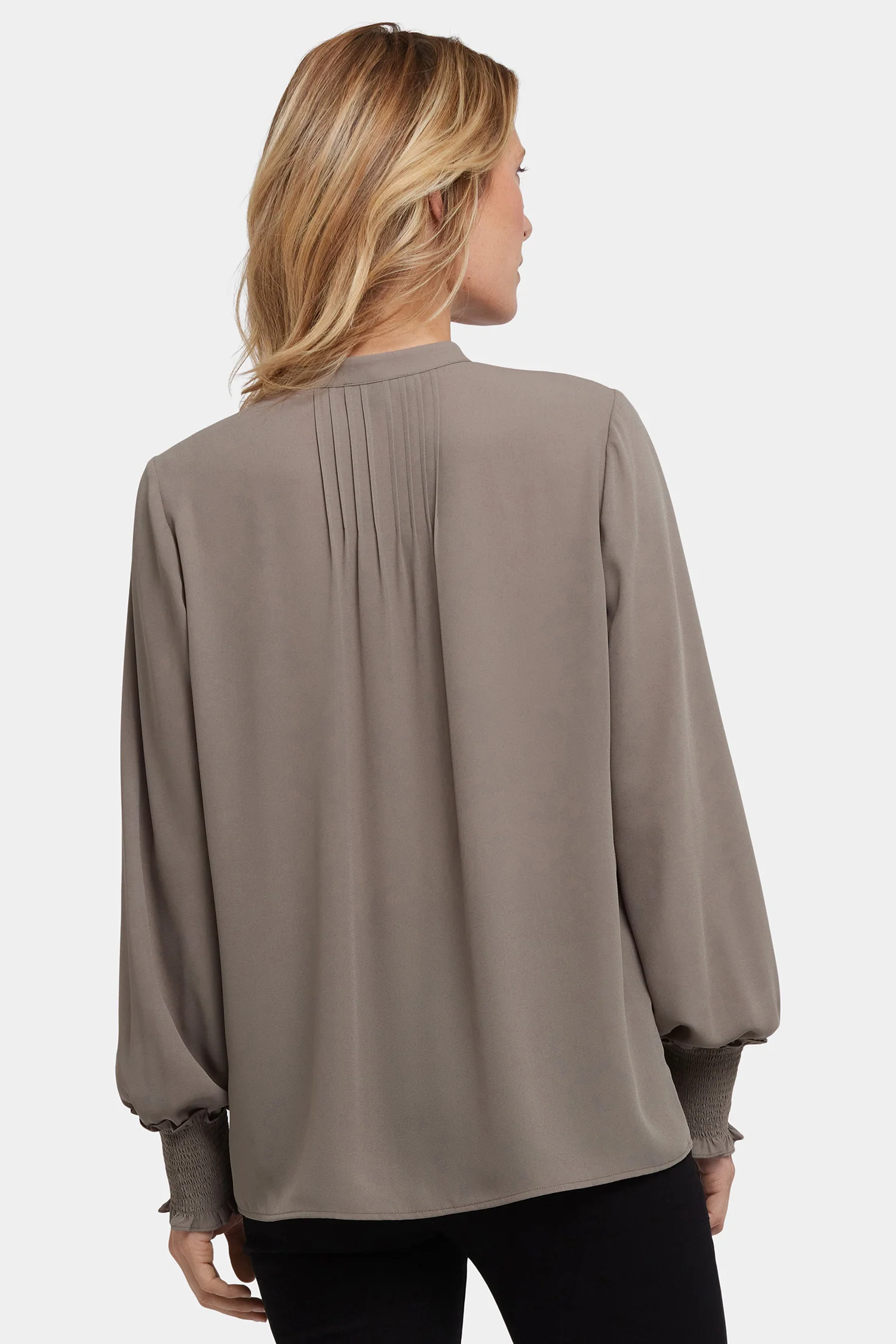 Pleated Peasant Blouse - Dark Wood