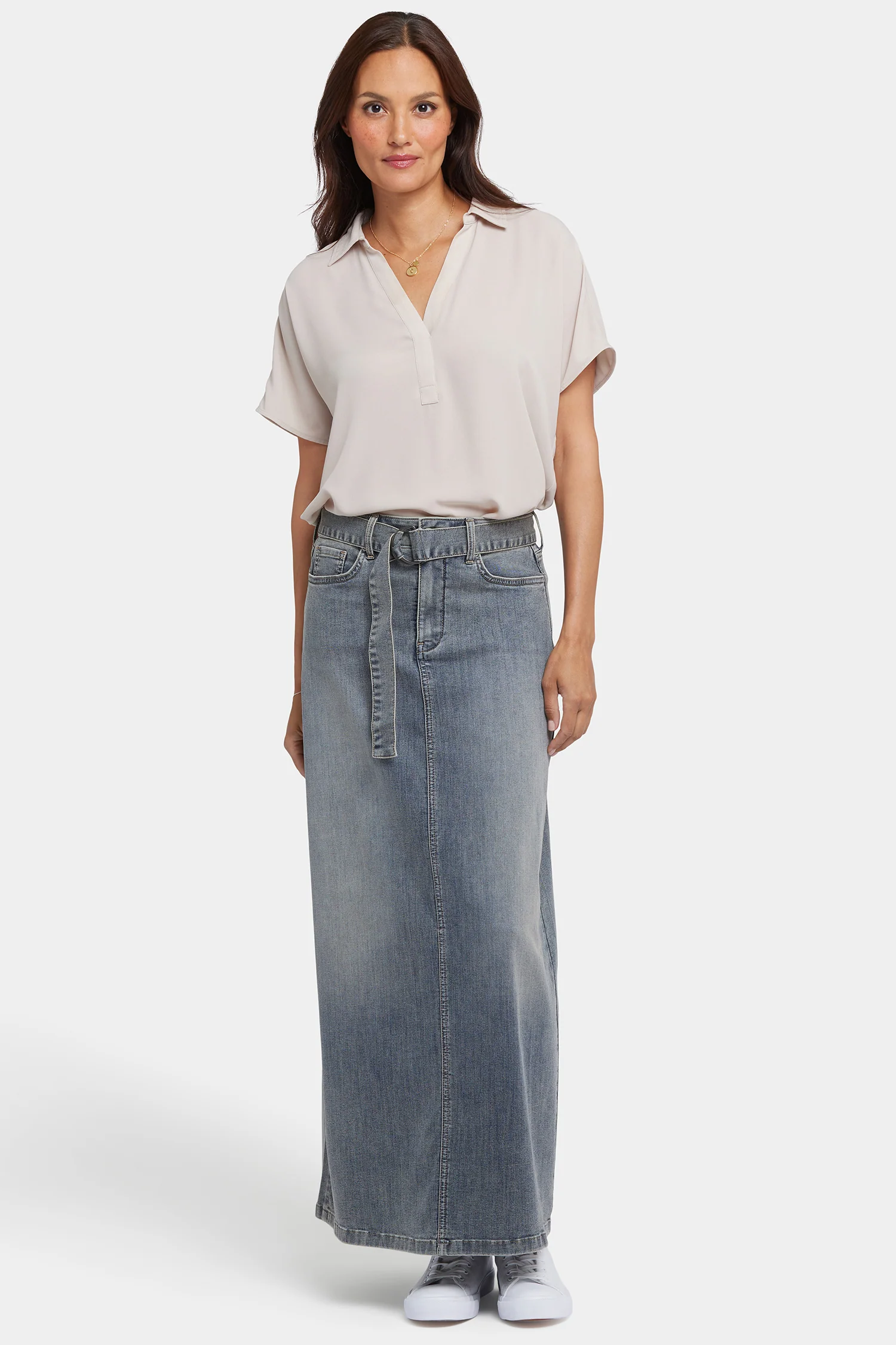 High Rise Long A-Line Skirt - Palma Sea