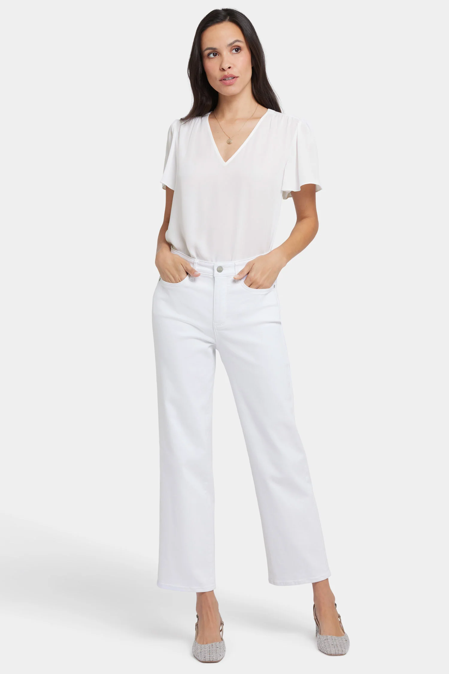 Bailey Relaxed Straight Ankle Jeans - Optic White