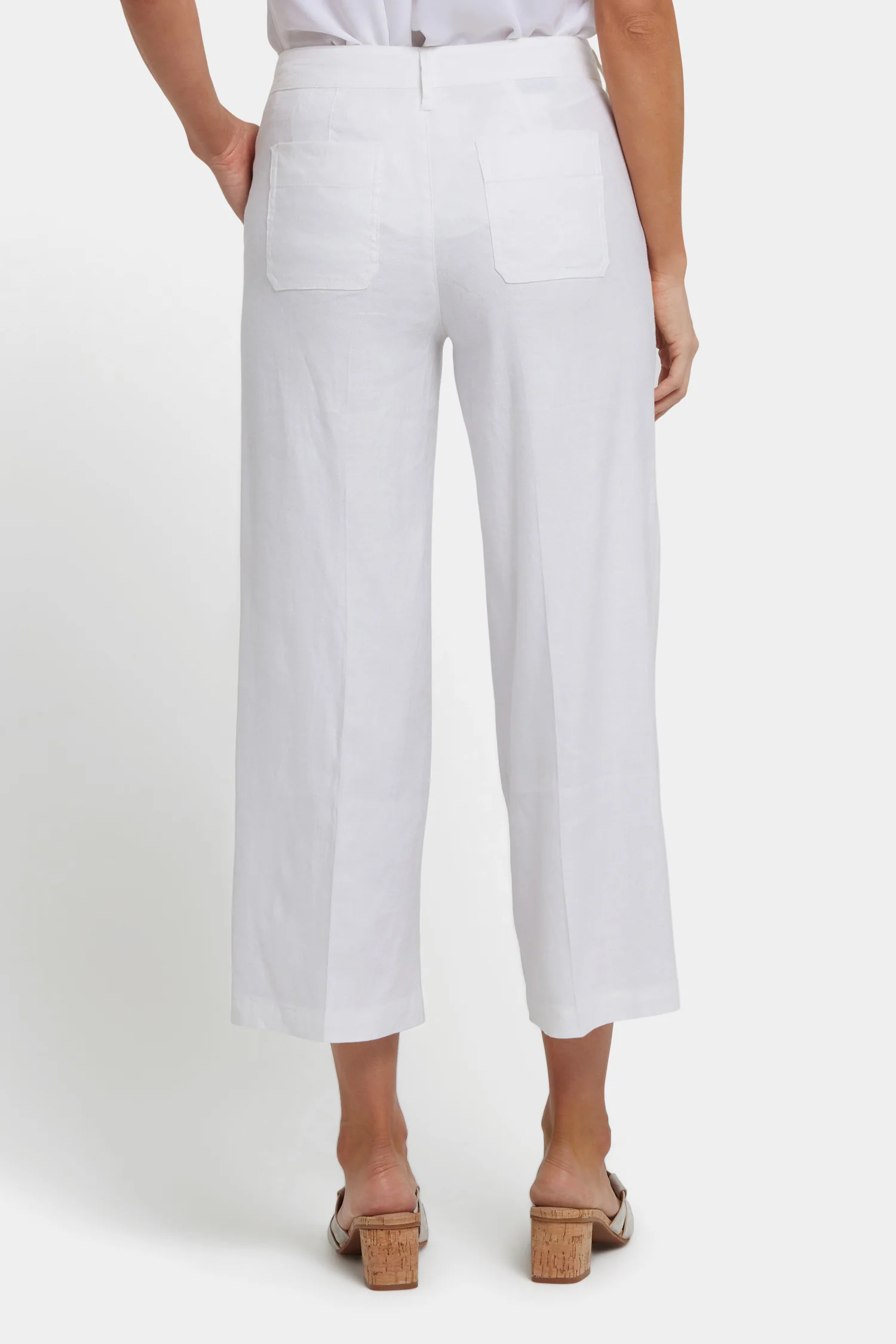 Wide Leg Cargo Capri Pants - White