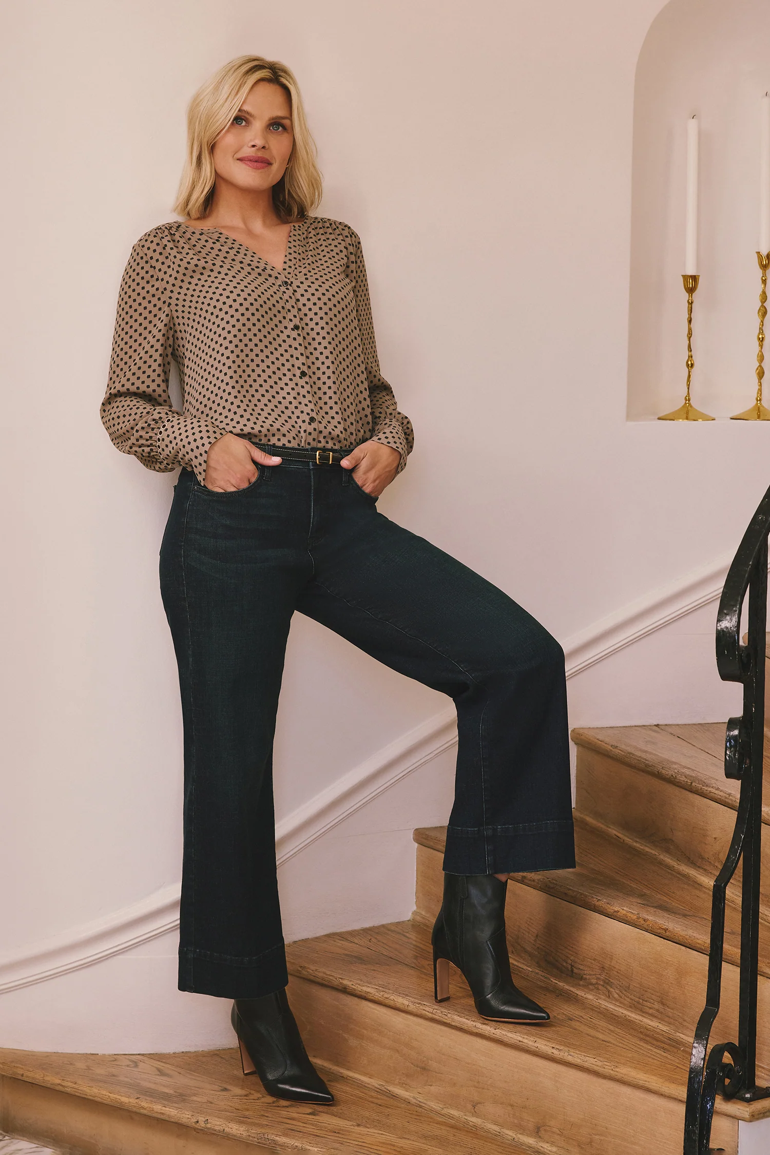 Teresa Wide Leg Ankle Jeans - Obsidian Blue