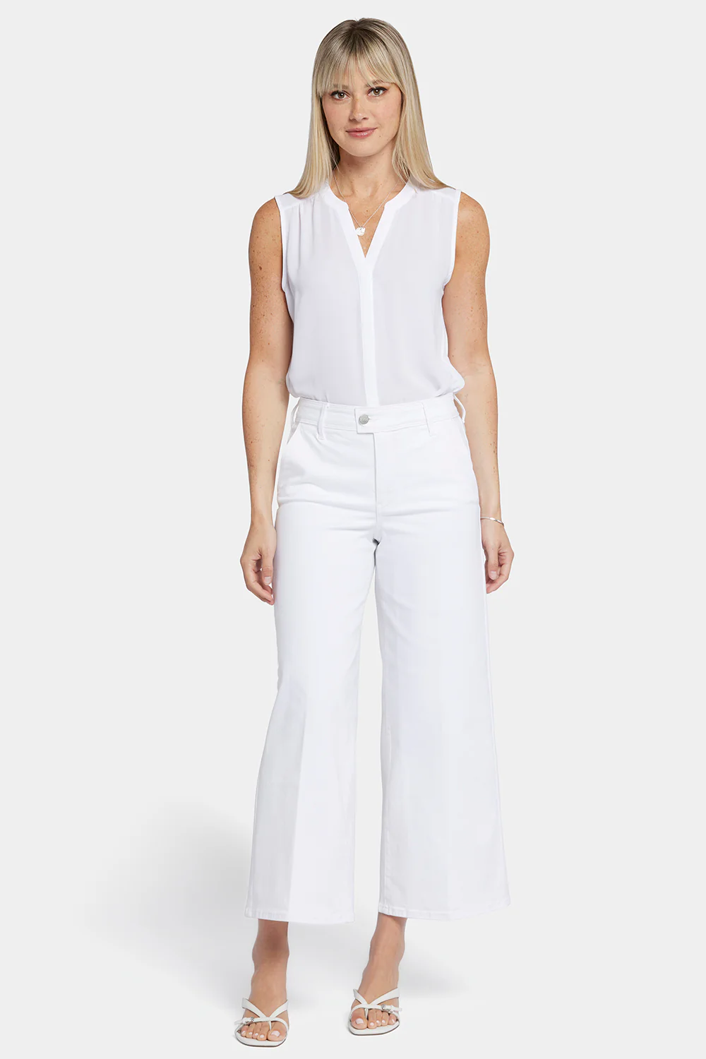 Mona Wide Leg Trouser Ankle JeansÂ  - Optic White