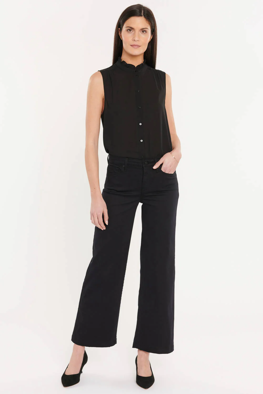 Teresa Wide Leg Ankle Jeans - Black