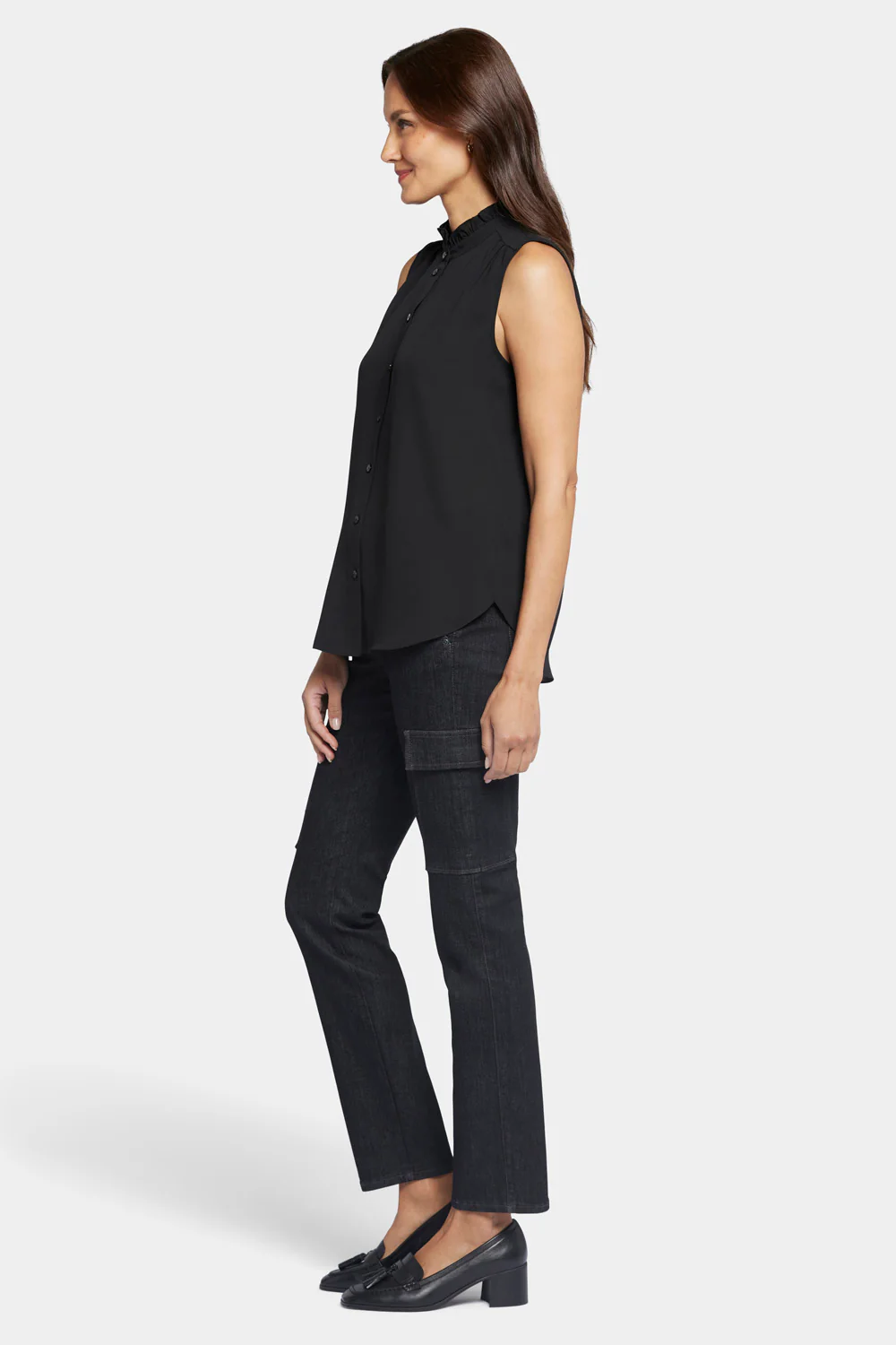 6848-sleeveless-ruffle-neck-blouse-black-1.webp