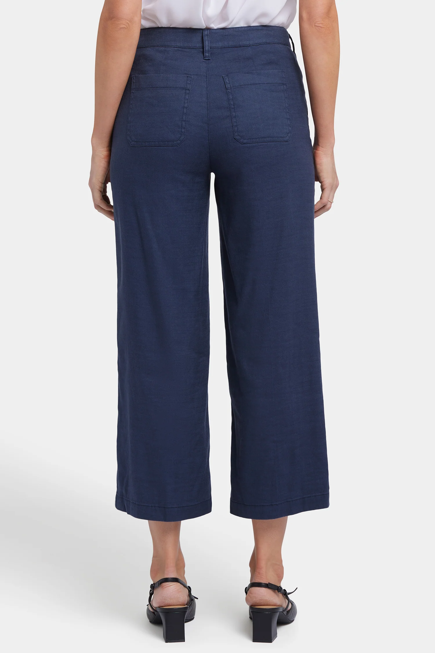 Wide Leg Cargo Capri Pants - Oxford Navy