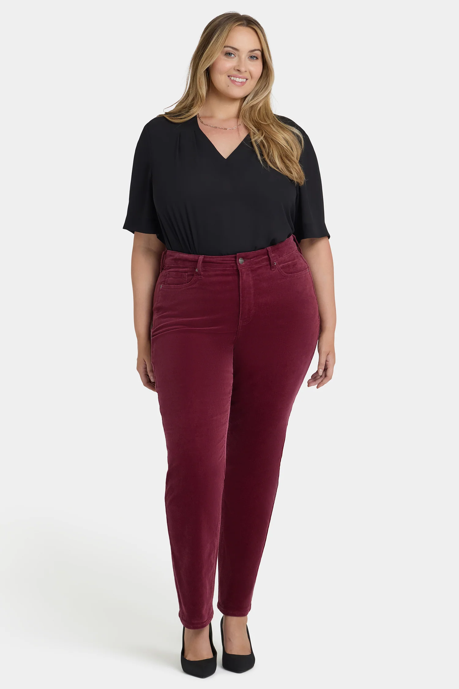 Marilyn Straight Pants In Plus Size - Sienna Red